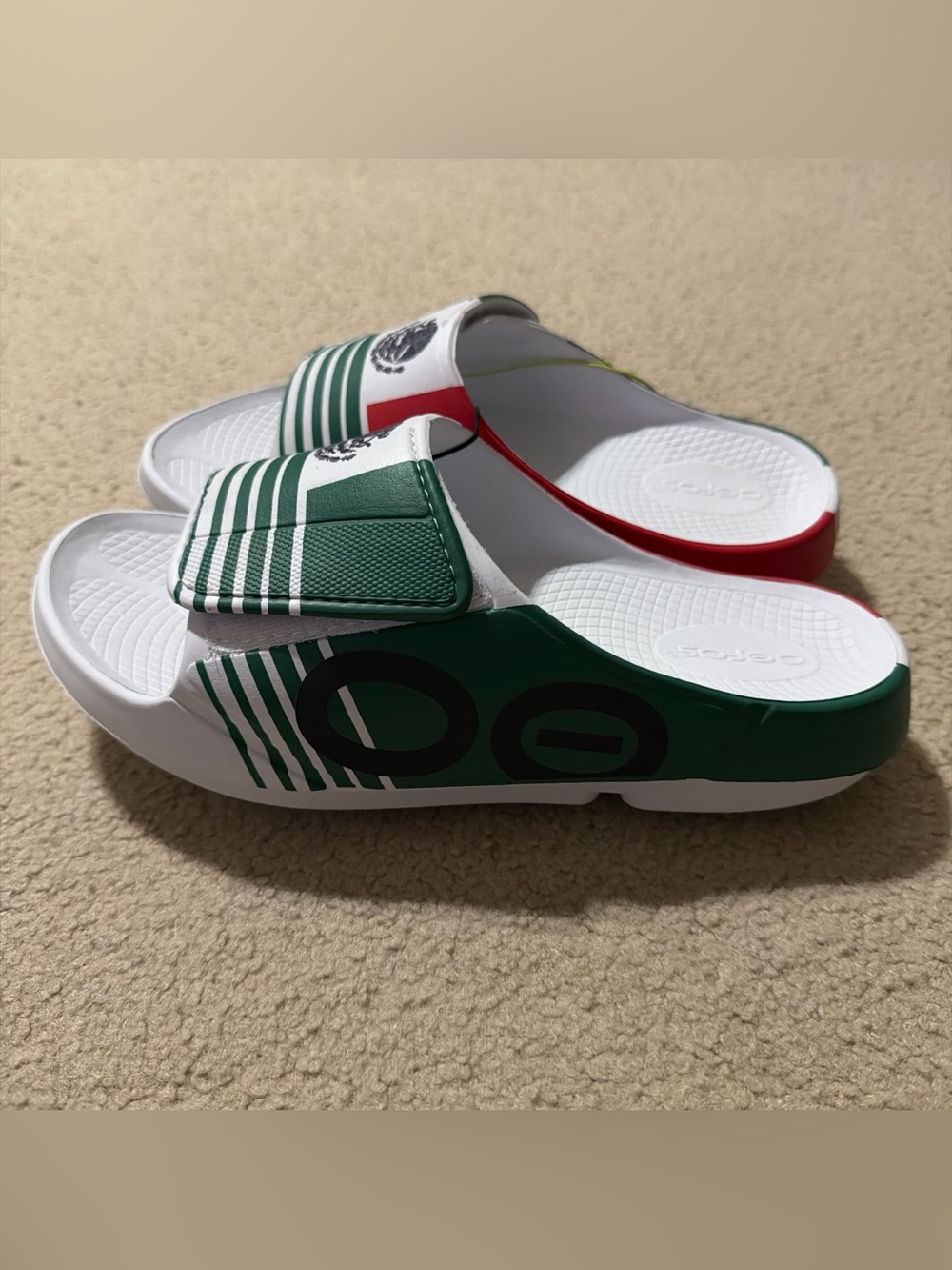 OOFOS Men’s Size 9 OOAHH Sport Flex Limited Edition MEXICO Flag Slides Shoes New